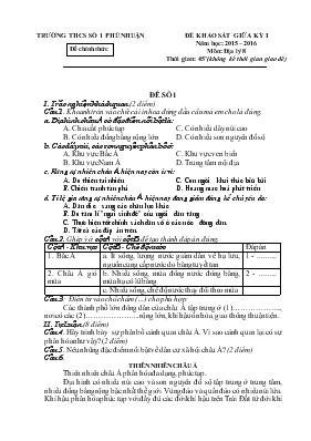 Đề khảo sát giữa kỳ I năm học 2015  2016 môn Địa lý 8 thời gian 45 phút